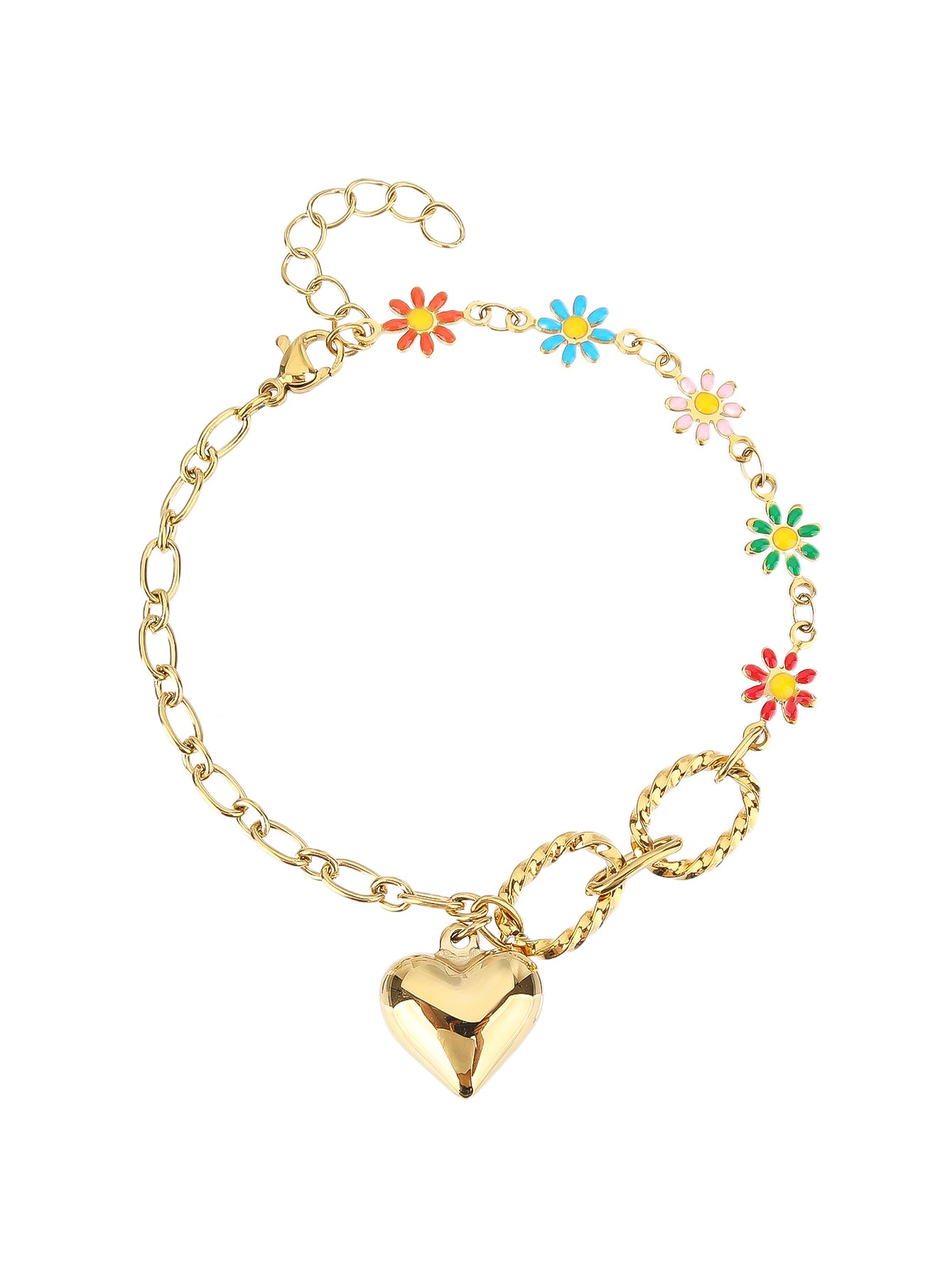 Cute and Versatile Flower Heart Necklace in Stainless Steel - YUZENG-jewelrystore.com