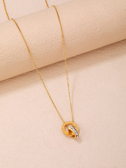 Stainless Steel 18K Gold Plated Interlocking Roman Letters Couple Necklace - Fashionable, Versatile, and Cute Summer Style - Perfect for Everyday Looks! - YUZENG-jewelrystore.com