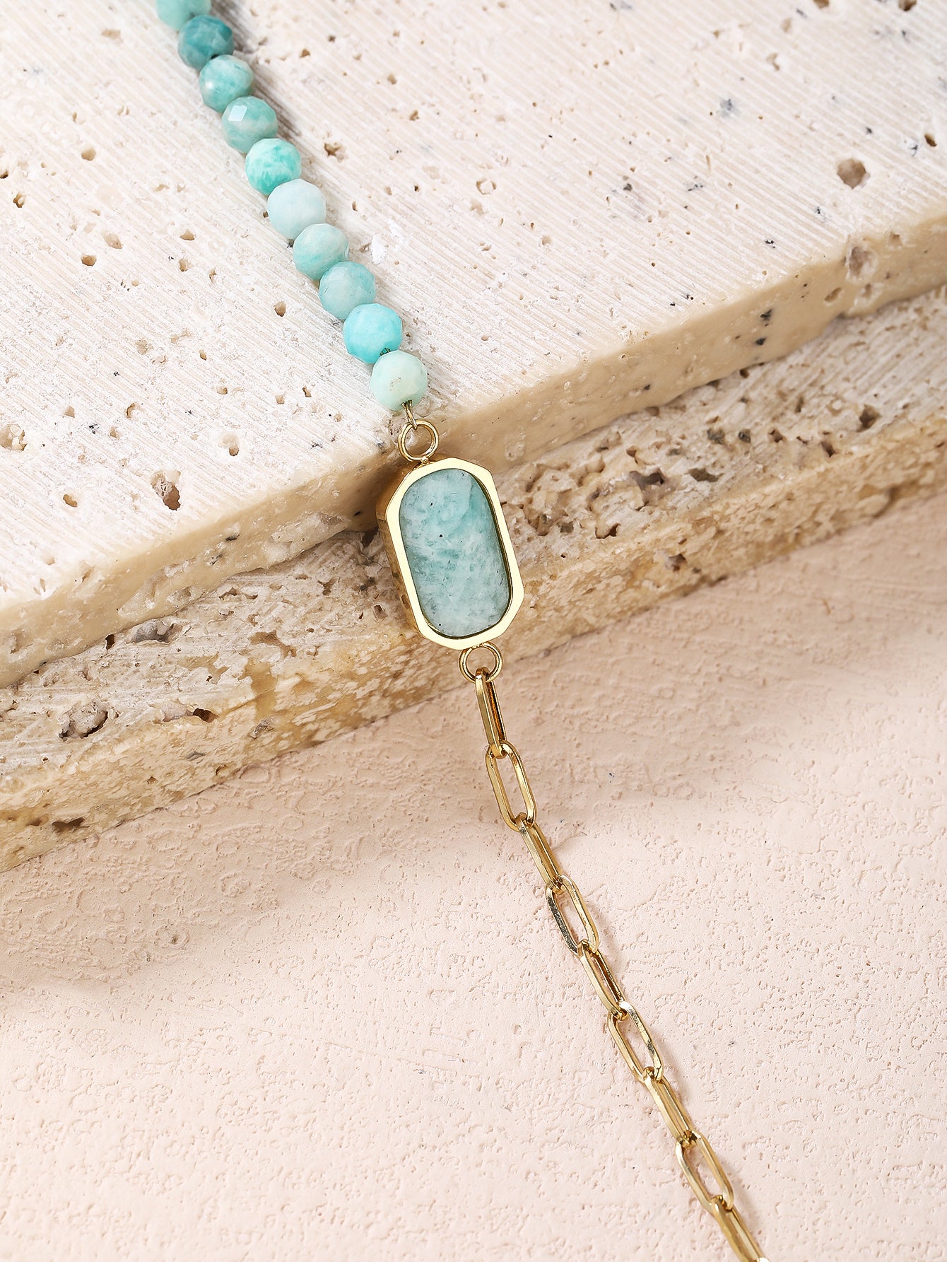 Amazonite Stainless Steel Fashion 18K Gold Plated Patchwork Women's Bracelet - YUZENG-jewelrystore.com