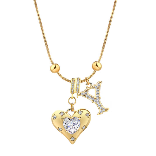 Gold Necklace for Women - Customized Name Pendant - Non-Tarnish Initial Jewelry - Trendy Letter Necklace - Gifts for Her - Love Necklace - YUZENG-jewelrystore.com
