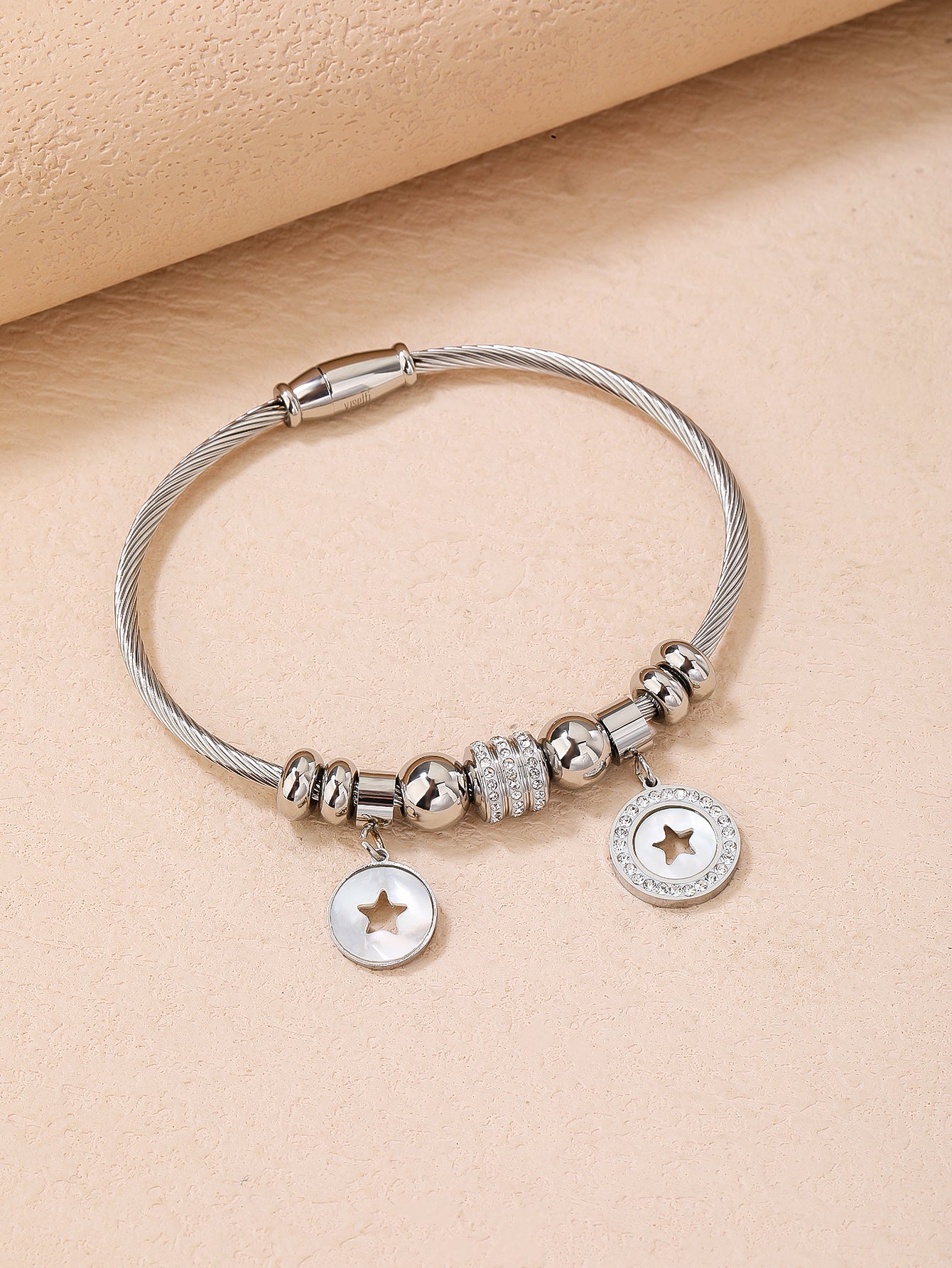 Women's Stainless Steel Chain Bracelet, 1PCS Stainless Steel Wire Bracelet with Heart Charm and Star Charm Tree of Life Charm Bracelet, Fashion Gift - YUZENG-jewelrystore.com