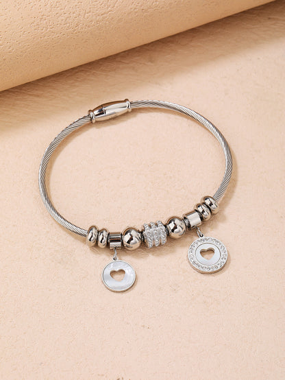 Women's Stainless Steel Chain Bracelet, 1PCS Stainless Steel Wire Bracelet with Heart Charm and Star Charm Tree of Life Charm Bracelet, Fashion Gift - YUZENG-jewelrystore.com