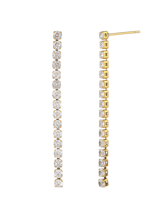 Stainless Steel Fashion Rhinestone Tassel Long Earrings - YUZENG-jewelrystore.com