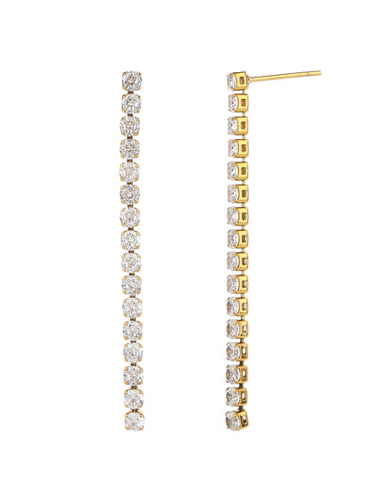 Stainless Steel Fashion Rhinestone Tassel Long Earrings - YUZENG-jewelrystore.com