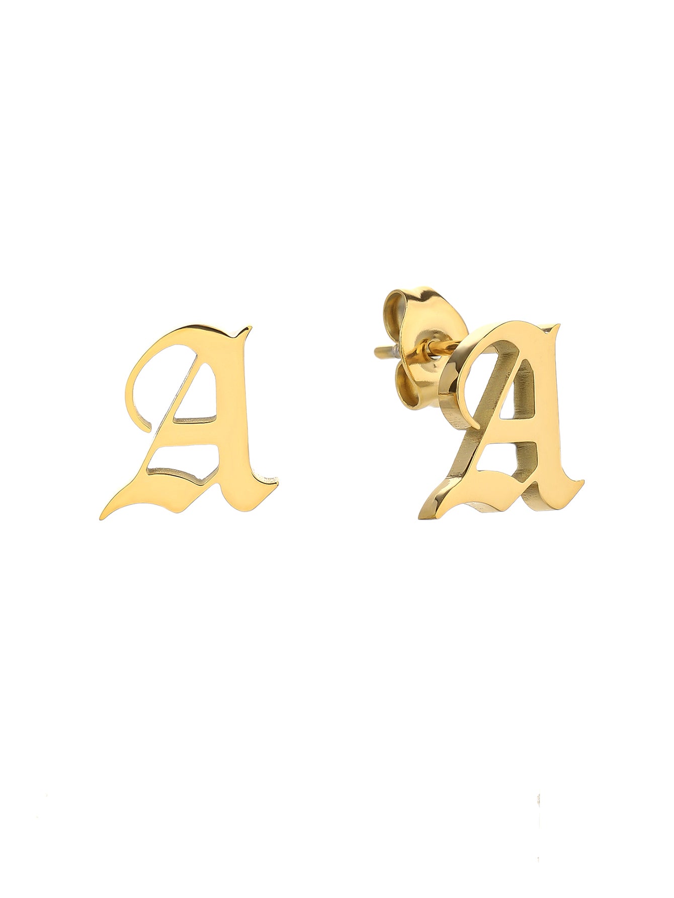 Gothic Initial Stud Earrings - Personalized Name Earrings in Gold for Women - Non-Tarnish Custom Gift - YUZENG-jewelrystore.com