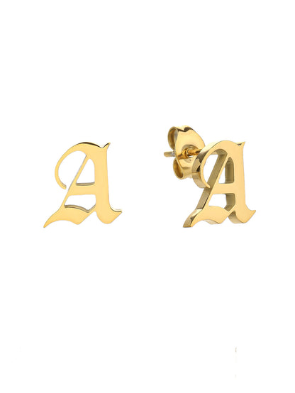 Gothic Initial Stud Earrings - Personalized Name Earrings in Gold for Women - Non-Tarnish Custom Gift - YUZENG-jewelrystore.com