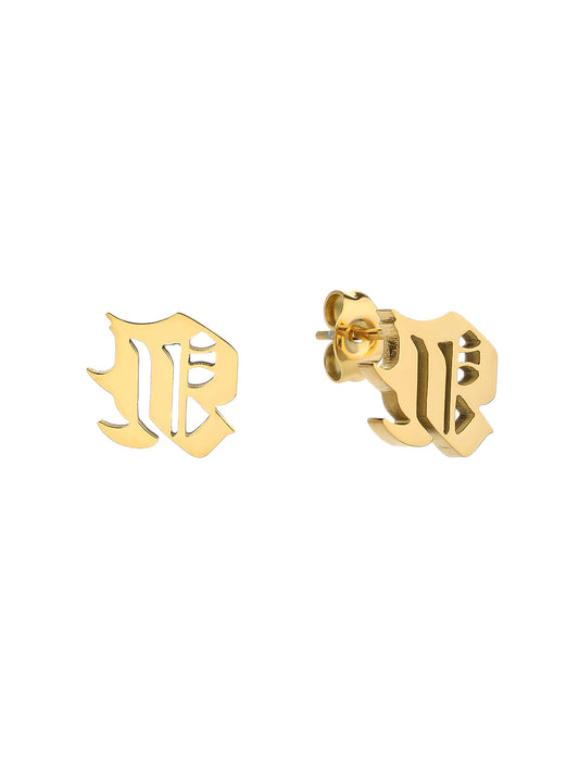Gothic Initial Stud Earrings - Personalized Name Earrings in Gold for Women - Non-Tarnish Custom Gift - YUZENG-jewelrystore.com