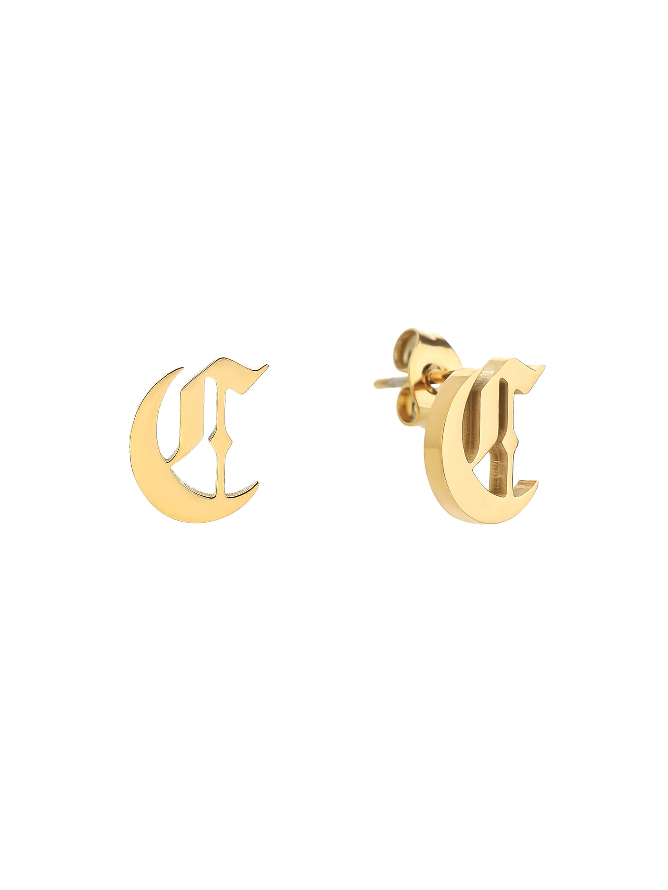 Gothic Initial Stud Earrings - Personalized Name Earrings in Gold for Women - Non-Tarnish Custom Gift - YUZENG-jewelrystore.com