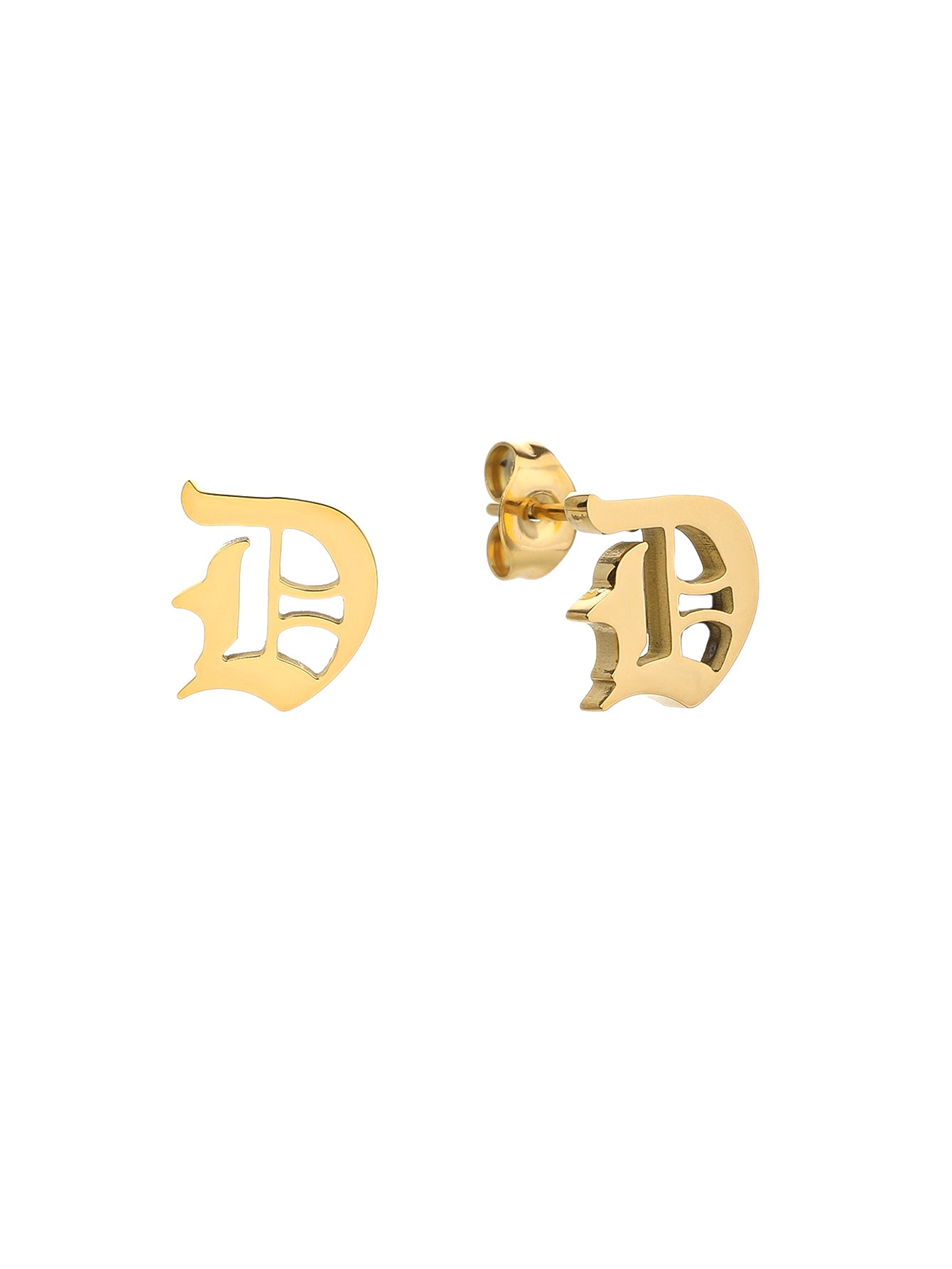 Gothic Initial Stud Earrings - Personalized Name Earrings in Gold for Women - Non-Tarnish Custom Gift - YUZENG-jewelrystore.com