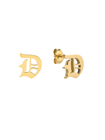 Gothic Initial Stud Earrings - Personalized Name Earrings in Gold for Women - Non-Tarnish Custom Gift - YUZENG-jewelrystore.com