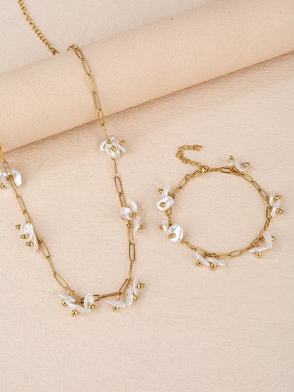 Stainless Steel 18K Gold Plated Faux Irregular Pearl Jewelry Set - Personalized, Fashionable, and Cute Summer Style - Perfect for Everyday Looks! - YUZENG-jewelrystore.com