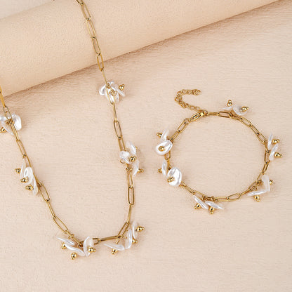 Stainless Steel 18K Gold Plated Faux Irregular Pearl Jewelry Set - Personalized, Fashionable, and Cute Summer Style - Perfect for Everyday Looks! - YUZENG-jewelrystore.com