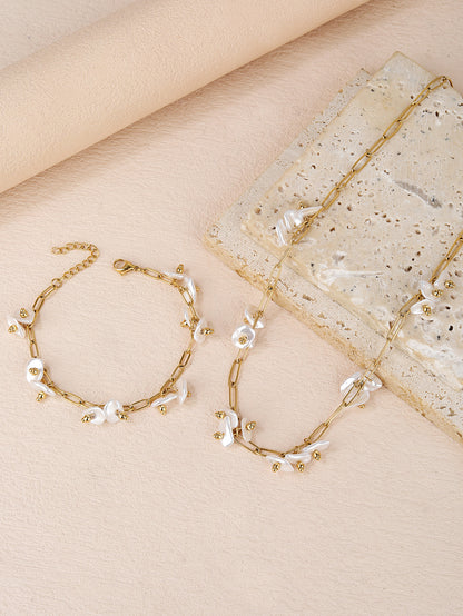 Stainless Steel 18K Gold Plated Faux Irregular Pearl Jewelry Set - Personalized, Fashionable, and Cute Summer Style - Perfect for Everyday Looks! - YUZENG-jewelrystore.com