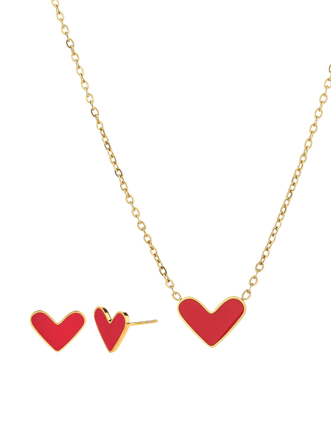 Fashion Stainless Steel Holiday Valentine's Day Gift Love Necklace Earrings - YUZENG-jewelrystore.com