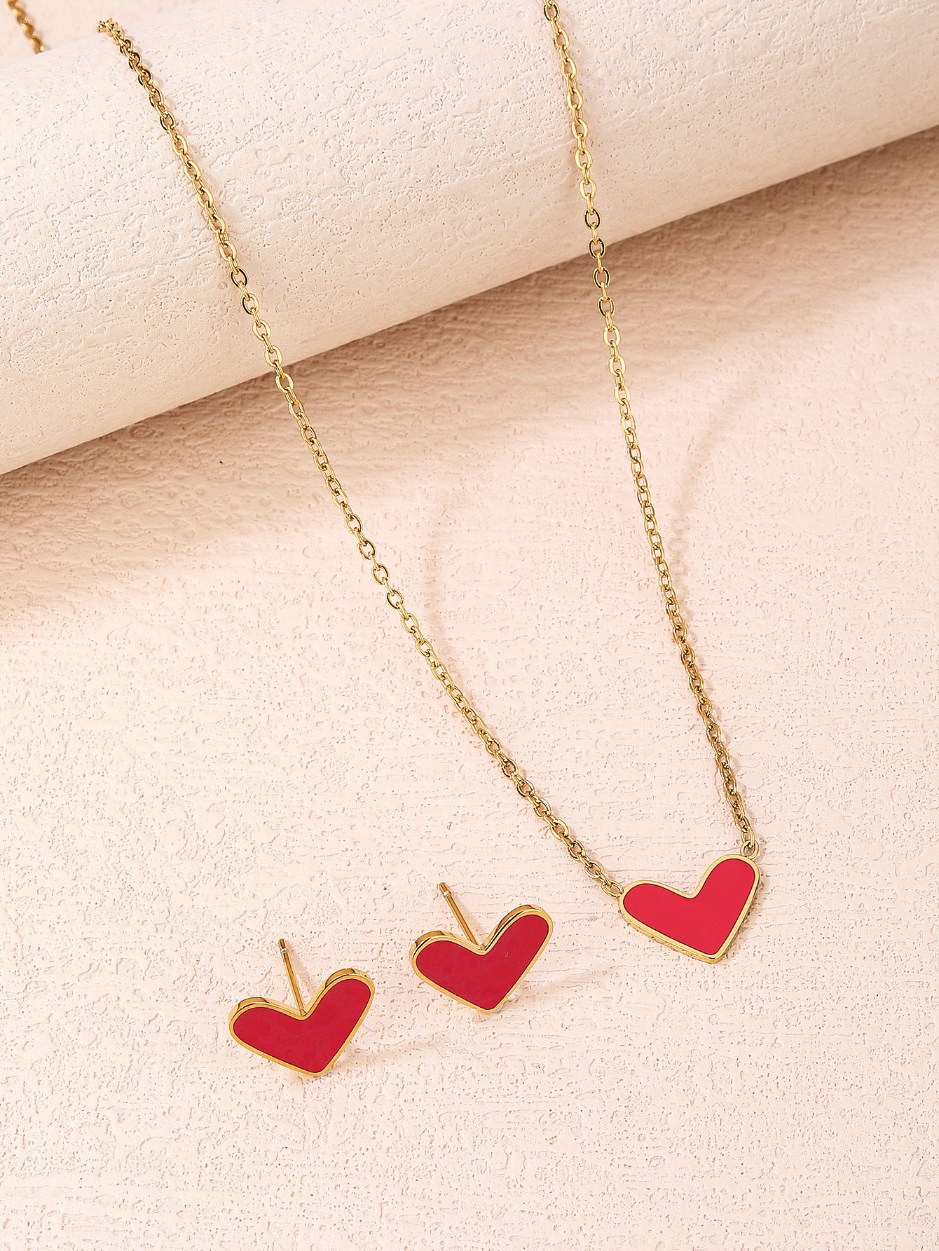 Fashion Stainless Steel Holiday Valentine's Day Gift Love Necklace Earrings - YUZENG-jewelrystore.com