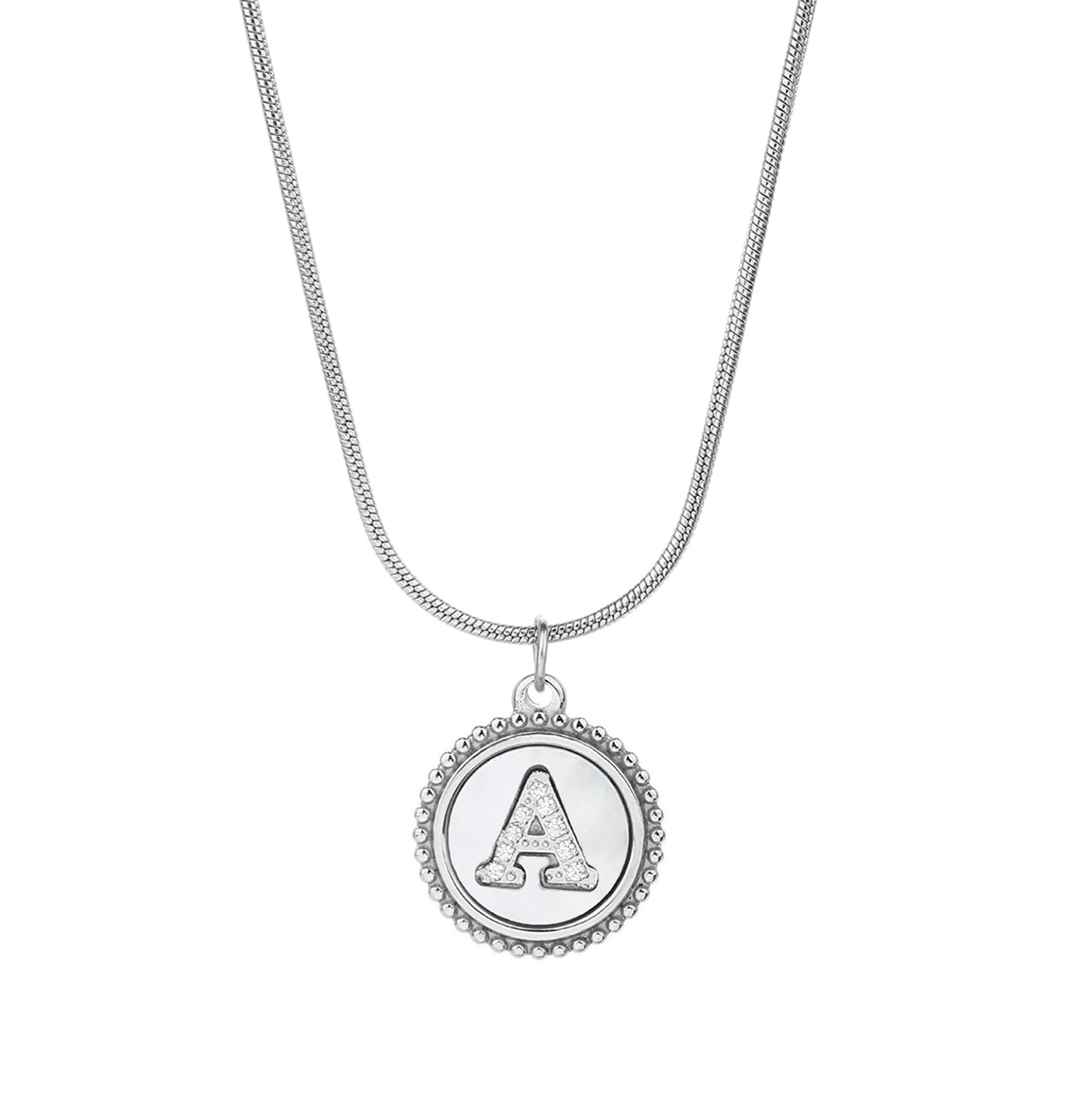 Personalized Gold Necklace for Women - Non-Tarnish Stainless Steel Initial Pendant Necklace Mother-of-Pearl and Zirconia Inlay - Custom Name Jewelry for Her - YUZENG-jewelrystore.com