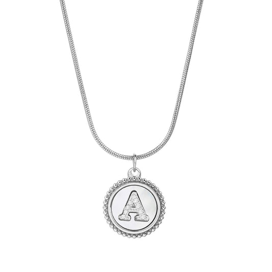 Personalized Gold Necklace for Women - Non-Tarnish Stainless Steel Initial Pendant Necklace Mother-of-Pearl and Zirconia Inlay - Custom Name Jewelry for Her - YUZENG-jewelrystore.com