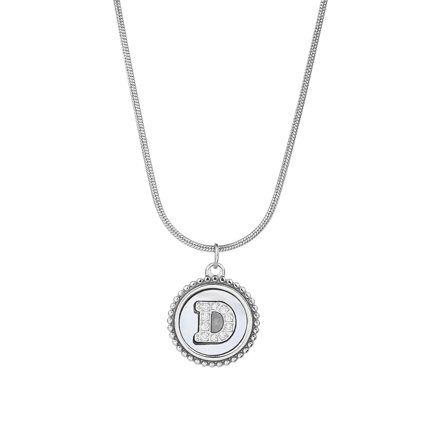 Personalized Gold Necklace for Women - Non-Tarnish Stainless Steel Initial Pendant Necklace Mother-of-Pearl and Zirconia Inlay - Custom Name Jewelry for Her - YUZENG-jewelrystore.com