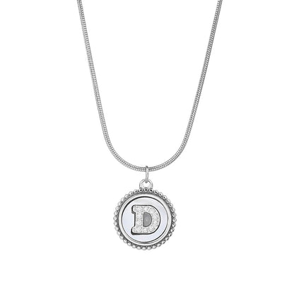 Personalized Gold Necklace for Women - Non-Tarnish Stainless Steel Initial Pendant Necklace Mother-of-Pearl and Zirconia Inlay - Custom Name Jewelry for Her - YUZENG-jewelrystore.com