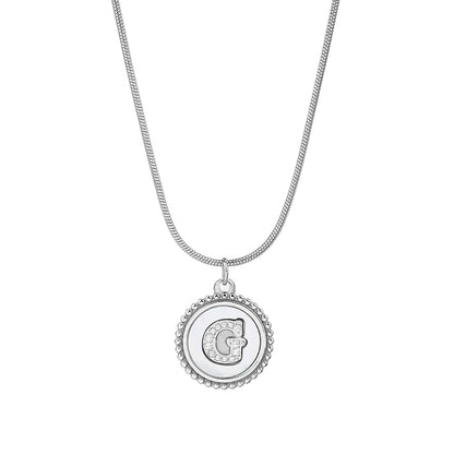 Personalized Gold Necklace for Women - Non-Tarnish Stainless Steel Initial Pendant Necklace Mother-of-Pearl and Zirconia Inlay - Custom Name Jewelry for Her - YUZENG-jewelrystore.com