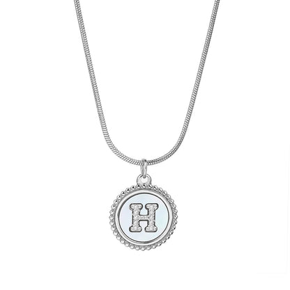 Personalized Gold Necklace for Women - Non-Tarnish Stainless Steel Initial Pendant Necklace Mother-of-Pearl and Zirconia Inlay - Custom Name Jewelry for Her - YUZENG-jewelrystore.com