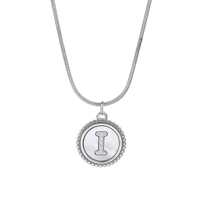Personalized Gold Necklace for Women - Non-Tarnish Stainless Steel Initial Pendant Necklace Mother-of-Pearl and Zirconia Inlay - Custom Name Jewelry for Her - YUZENG-jewelrystore.com