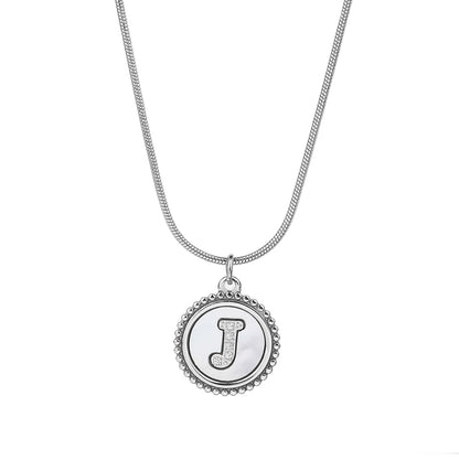 Personalized Gold Necklace for Women - Non-Tarnish Stainless Steel Initial Pendant Necklace Mother-of-Pearl and Zirconia Inlay - Custom Name Jewelry for Her - YUZENG-jewelrystore.com