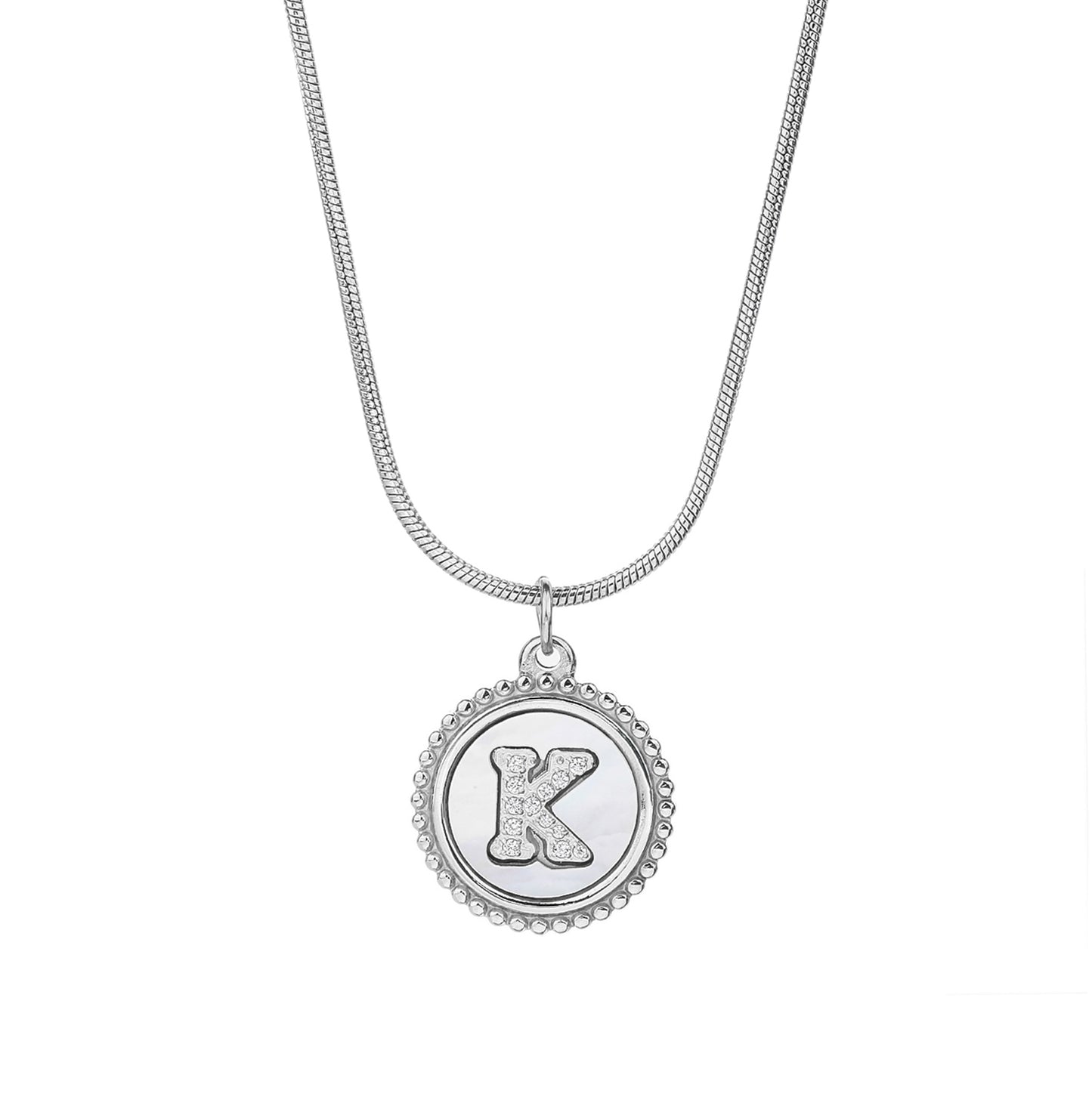 Personalized Gold Necklace for Women - Non-Tarnish Stainless Steel Initial Pendant Necklace Mother-of-Pearl and Zirconia Inlay - Custom Name Jewelry for Her - YUZENG-jewelrystore.com