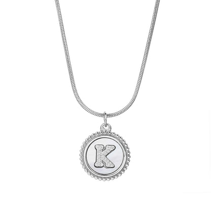 Personalized Gold Necklace for Women - Non-Tarnish Stainless Steel Initial Pendant Necklace Mother-of-Pearl and Zirconia Inlay - Custom Name Jewelry for Her - YUZENG-jewelrystore.com