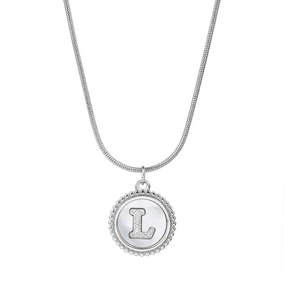 Personalized Gold Necklace for Women - Non-Tarnish Stainless Steel Initial Pendant Necklace Mother-of-Pearl and Zirconia Inlay - Custom Name Jewelry for Her - YUZENG-jewelrystore.com