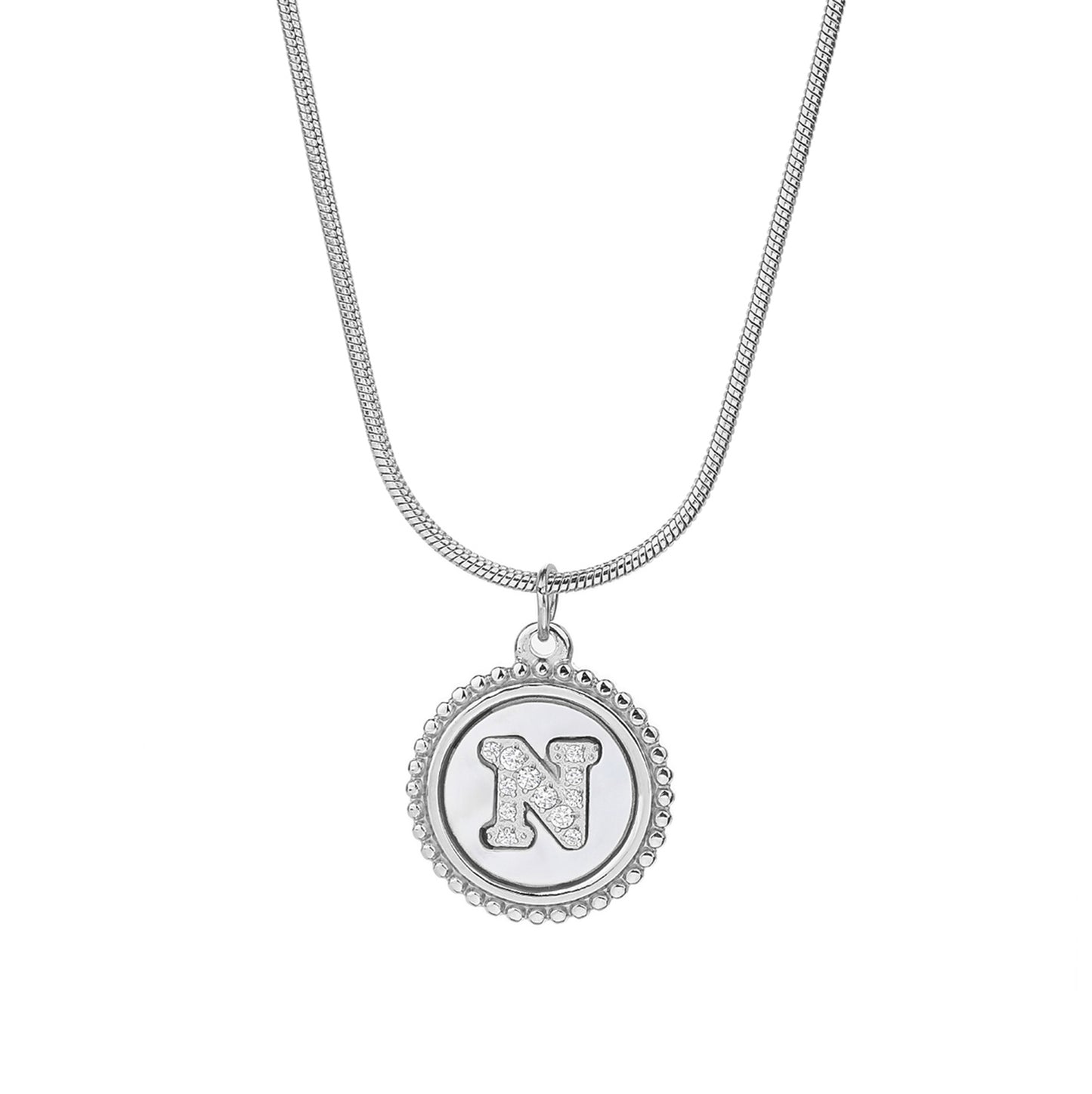 Personalized Gold Necklace for Women - Non-Tarnish Stainless Steel Initial Pendant Necklace Mother-of-Pearl and Zirconia Inlay - Custom Name Jewelry for Her - YUZENG-jewelrystore.com