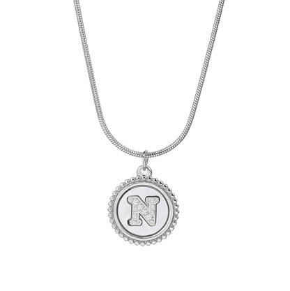Personalized Gold Necklace for Women - Non-Tarnish Stainless Steel Initial Pendant Necklace Mother-of-Pearl and Zirconia Inlay - Custom Name Jewelry for Her - YUZENG-jewelrystore.com