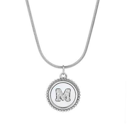 Personalized Gold Necklace for Women - Non-Tarnish Stainless Steel Initial Pendant Necklace Mother-of-Pearl and Zirconia Inlay - Custom Name Jewelry for Her - YUZENG-jewelrystore.com