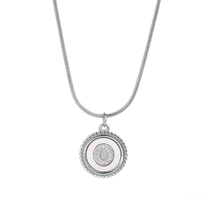 Personalized Gold Necklace for Women - Non-Tarnish Stainless Steel Initial Pendant Necklace Mother-of-Pearl and Zirconia Inlay - Custom Name Jewelry for Her - YUZENG-jewelrystore.com
