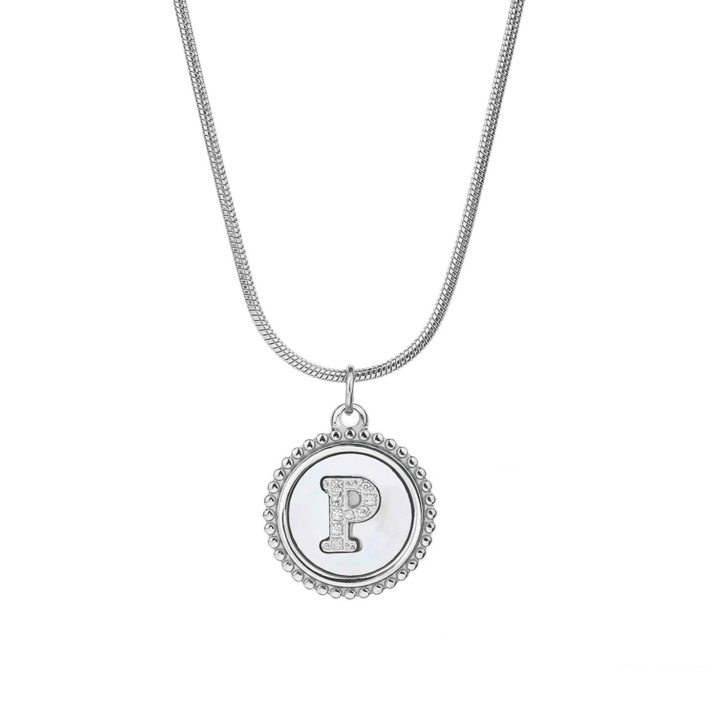 Personalized Gold Necklace for Women - Non-Tarnish Stainless Steel Initial Pendant Necklace Mother-of-Pearl and Zirconia Inlay - Custom Name Jewelry for Her - YUZENG-jewelrystore.com