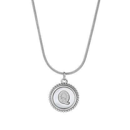 Personalized Gold Necklace for Women - Non-Tarnish Stainless Steel Initial Pendant Necklace Mother-of-Pearl and Zirconia Inlay - Custom Name Jewelry for Her - YUZENG-jewelrystore.com