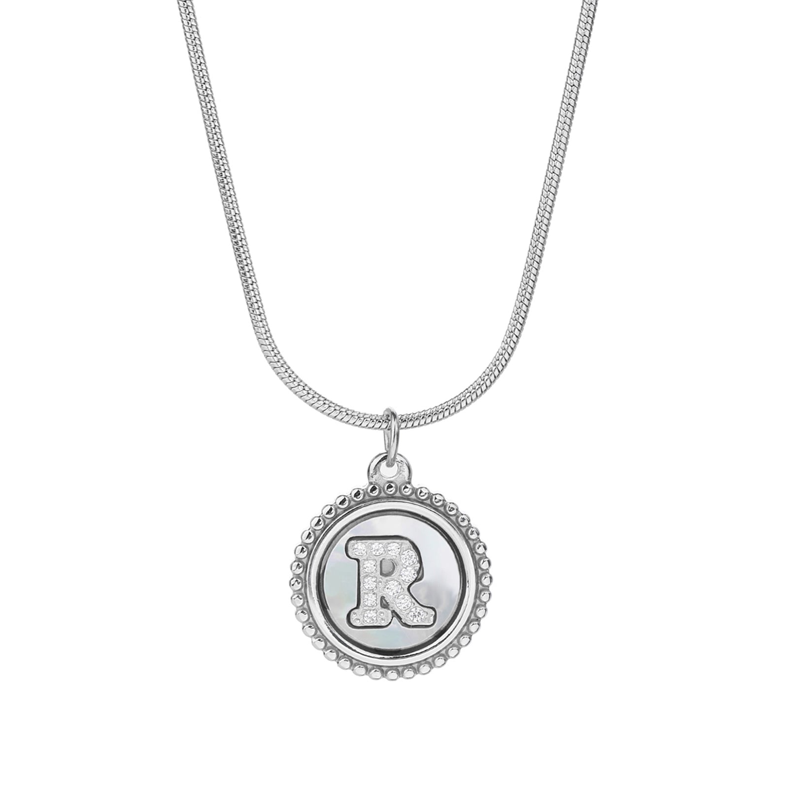 Personalized Gold Necklace for Women - Non-Tarnish Stainless Steel Initial Pendant Necklace Mother-of-Pearl and Zirconia Inlay - Custom Name Jewelry for Her - YUZENG-jewelrystore.com