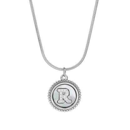 Personalized Gold Necklace for Women - Non-Tarnish Stainless Steel Initial Pendant Necklace Mother-of-Pearl and Zirconia Inlay - Custom Name Jewelry for Her - YUZENG-jewelrystore.com