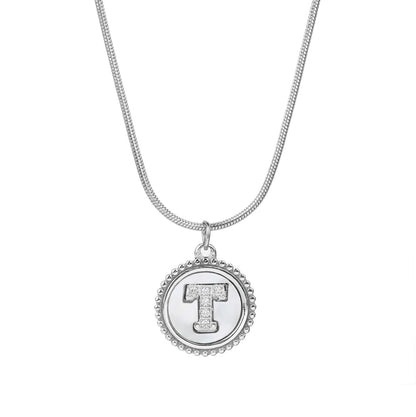 Personalized Gold Necklace for Women - Non-Tarnish Stainless Steel Initial Pendant Necklace Mother-of-Pearl and Zirconia Inlay - Custom Name Jewelry for Her - YUZENG-jewelrystore.com