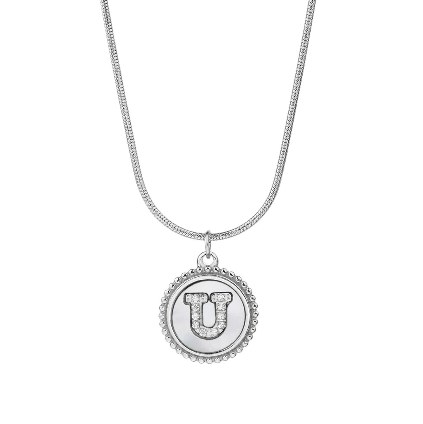 Personalized Gold Necklace for Women - Non-Tarnish Stainless Steel Initial Pendant Necklace Mother-of-Pearl and Zirconia Inlay - Custom Name Jewelry for Her - YUZENG-jewelrystore.com