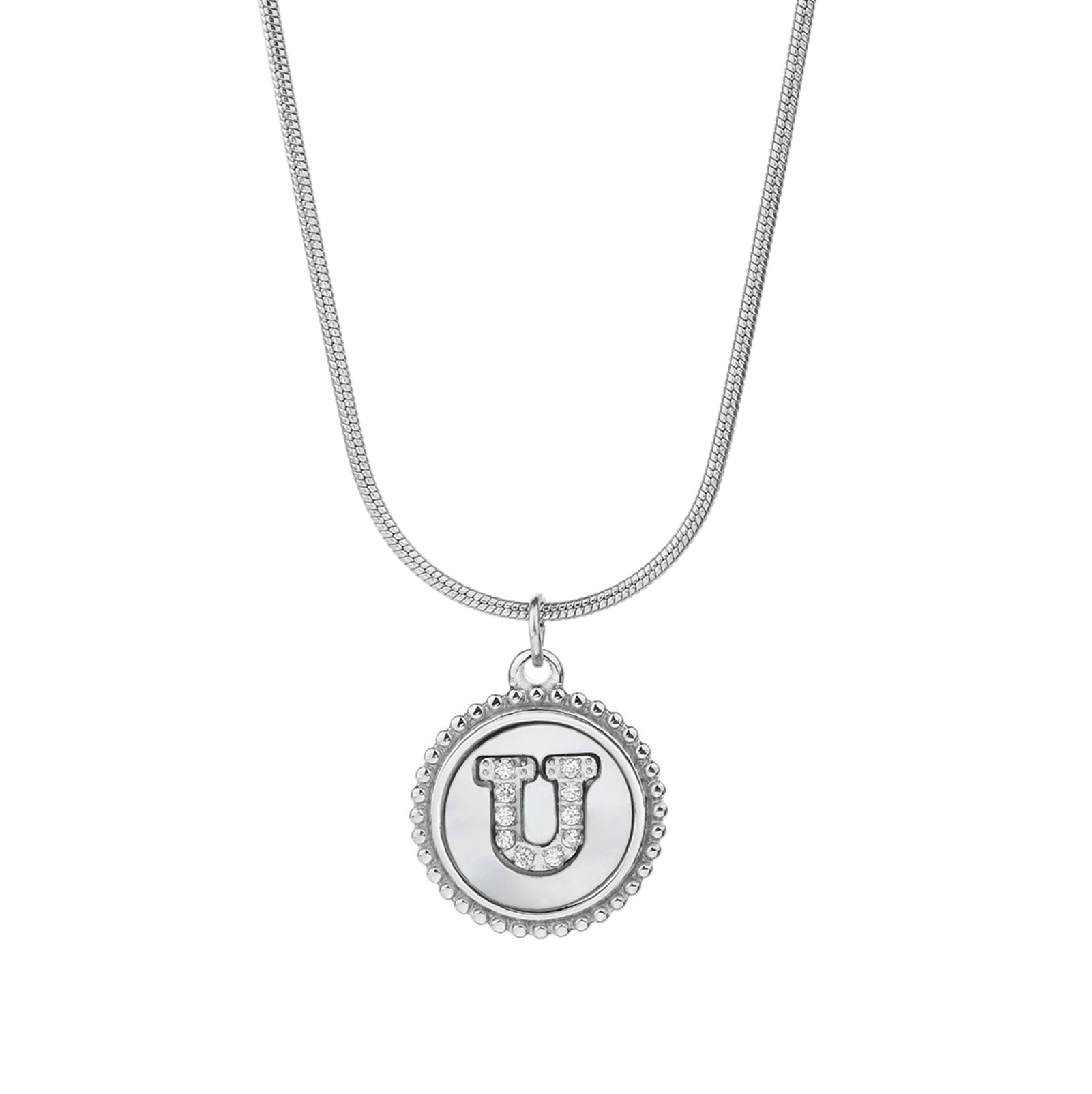Personalized Gold Necklace for Women - Non-Tarnish Stainless Steel Initial Pendant Necklace Mother-of-Pearl and Zirconia Inlay - Custom Name Jewelry for Her - YUZENG-jewelrystore.com