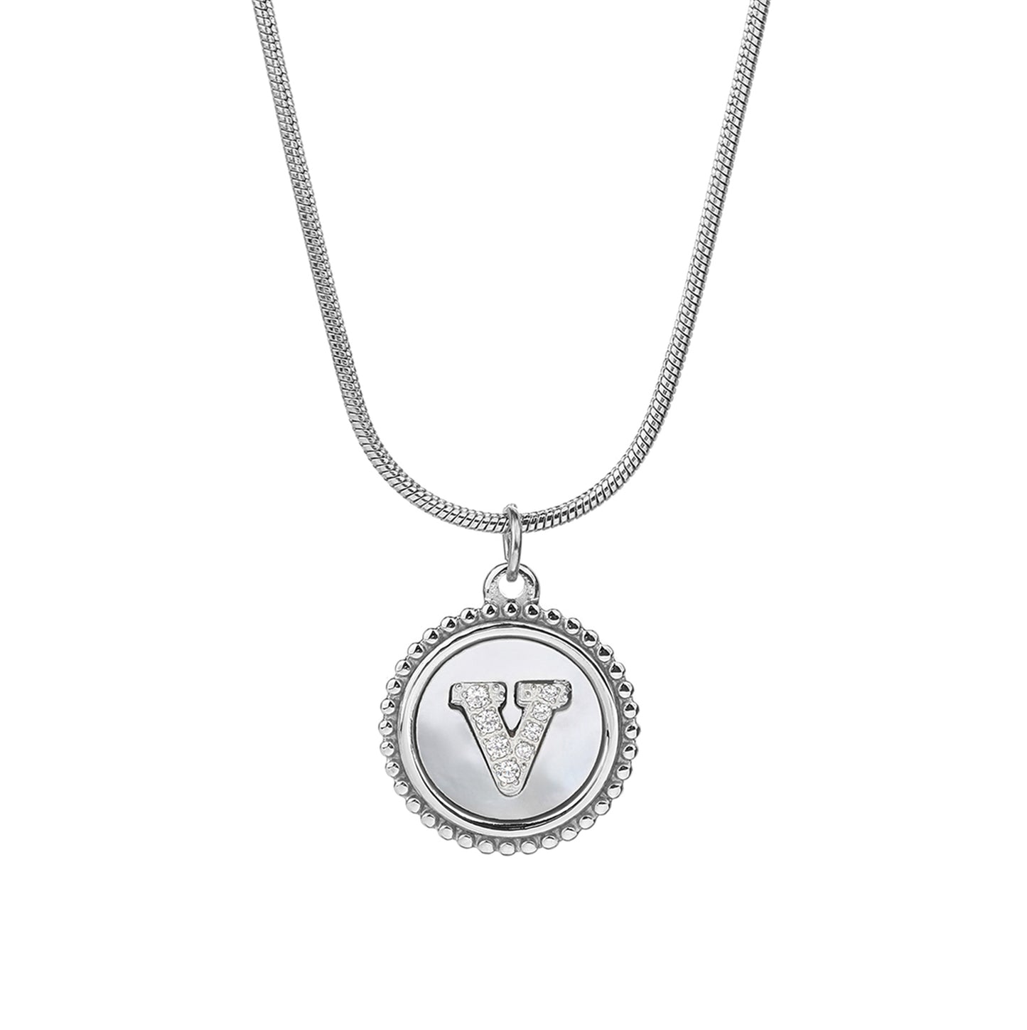 Personalized Gold Necklace for Women - Non-Tarnish Stainless Steel Initial Pendant Necklace Mother-of-Pearl and Zirconia Inlay - Custom Name Jewelry for Her - YUZENG-jewelrystore.com