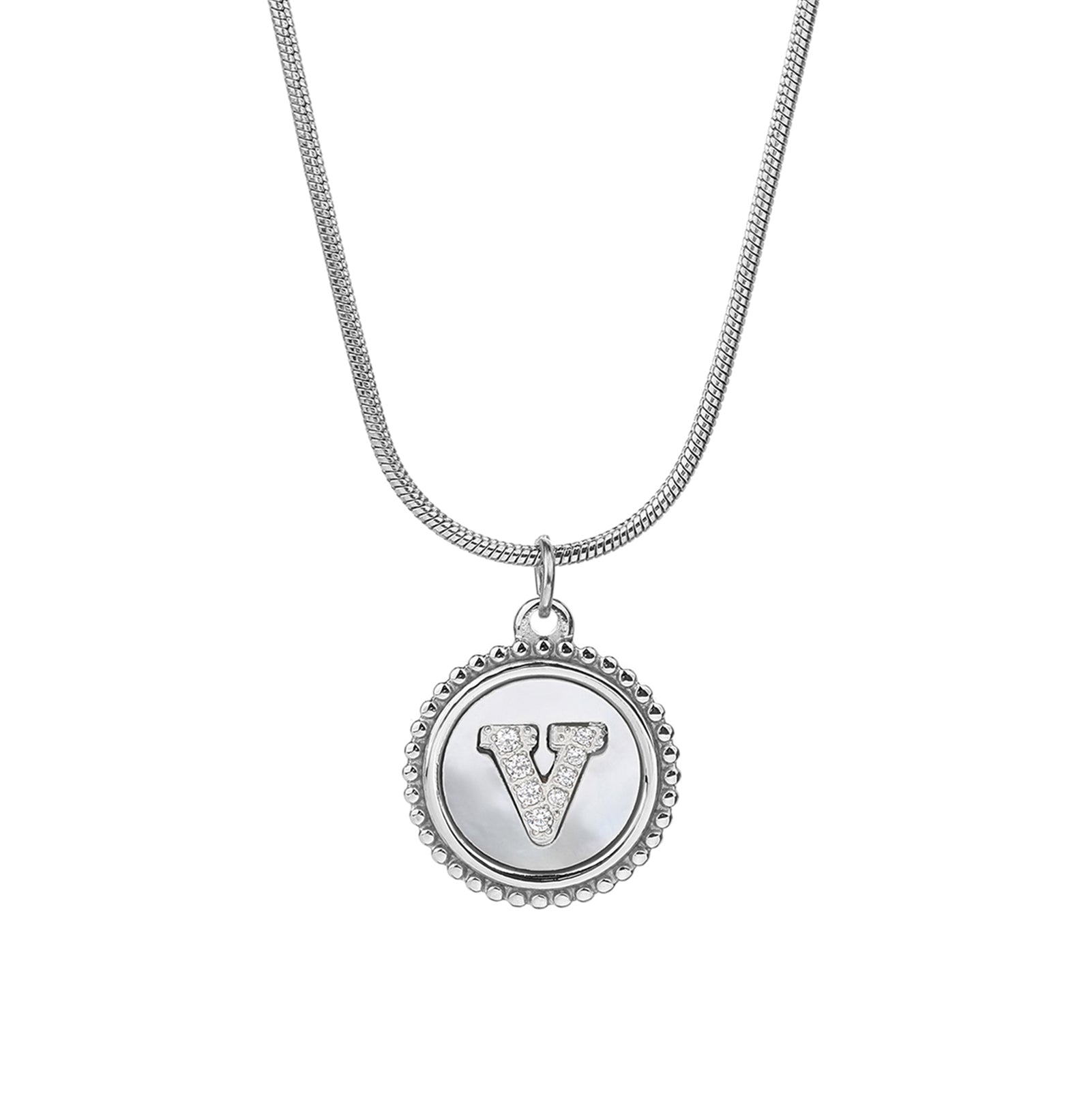 Personalized Gold Necklace for Women - Non-Tarnish Stainless Steel Initial Pendant Necklace Mother-of-Pearl and Zirconia Inlay - Custom Name Jewelry for Her - YUZENG-jewelrystore.com