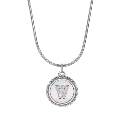 Personalized Gold Necklace for Women - Non-Tarnish Stainless Steel Initial Pendant Necklace Mother-of-Pearl and Zirconia Inlay - Custom Name Jewelry for Her - YUZENG-jewelrystore.com