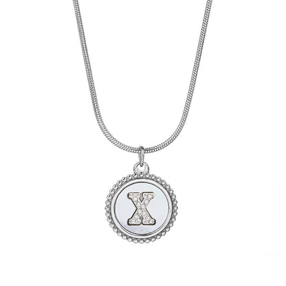 Personalized Gold Necklace for Women - Non-Tarnish Stainless Steel Initial Pendant Necklace Mother-of-Pearl and Zirconia Inlay - Custom Name Jewelry for Her - YUZENG-jewelrystore.com
