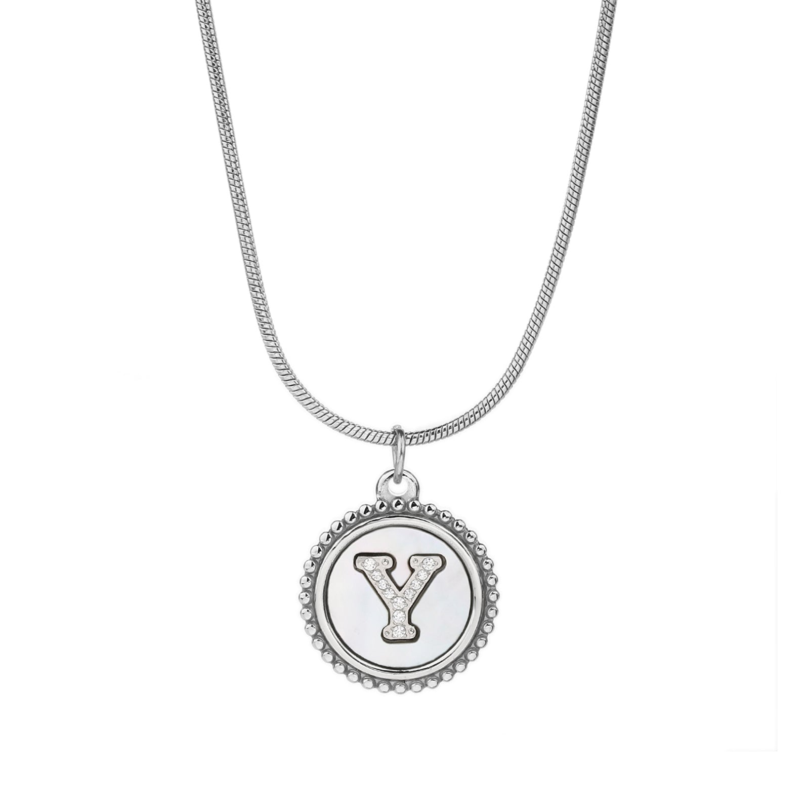 Personalized Gold Necklace for Women - Non-Tarnish Stainless Steel Initial Pendant Necklace Mother-of-Pearl and Zirconia Inlay - Custom Name Jewelry for Her - YUZENG-jewelrystore.com