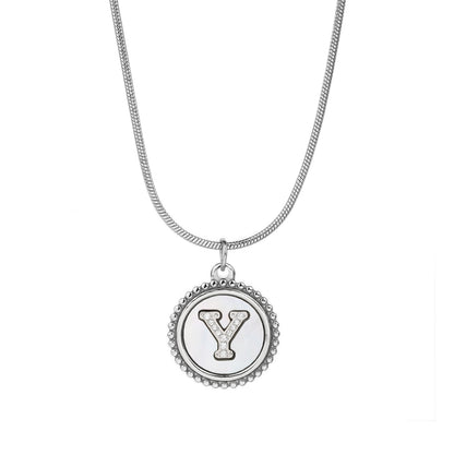 Personalized Gold Necklace for Women - Non-Tarnish Stainless Steel Initial Pendant Necklace Mother-of-Pearl and Zirconia Inlay - Custom Name Jewelry for Her - YUZENG-jewelrystore.com