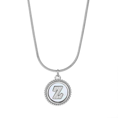 Personalized Gold Necklace for Women - Non-Tarnish Stainless Steel Initial Pendant Necklace Mother-of-Pearl and Zirconia Inlay - Custom Name Jewelry for Her - YUZENG-jewelrystore.com