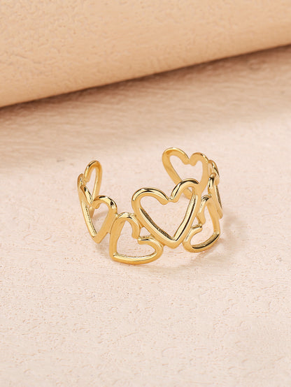 Stainless Steel 18K Gold Plated Open Heart Ring - Personalized, Fashionable, and Versatile Summer Style - Perfect for Everyday Looks! - YUZENG-jewelrystore.com