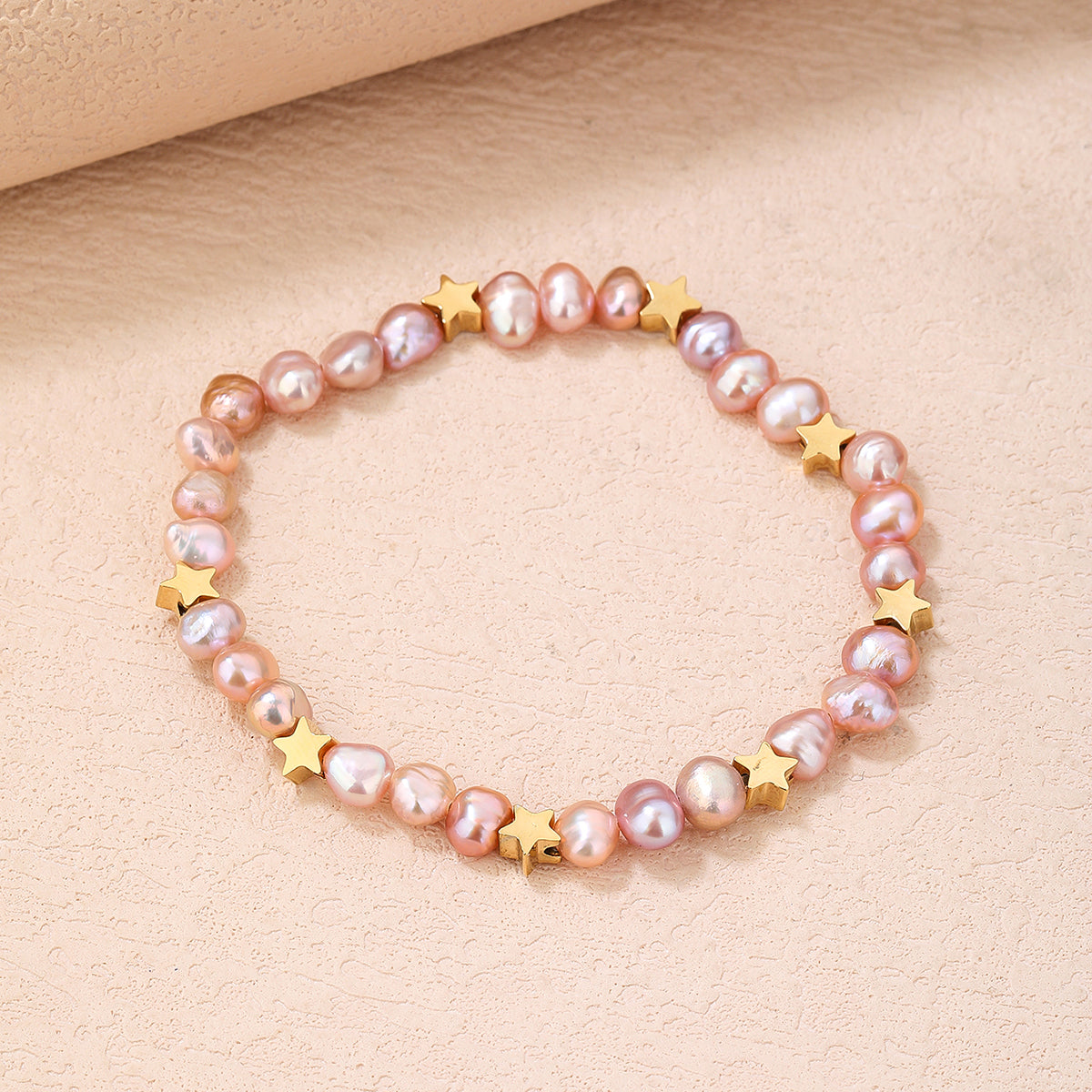Adjustable Elastic Pink Freshwater Pearl Star Element Bracelet - Personalized, Fashionable, and Versatile Summer Style - Perfect for Everyday Looks! - YUZENG-jewelrystore.com